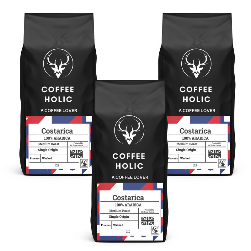 Coffee Holic - Costa Rica Ground Coffee - 1kg - (Arabica) - Dark Roast - Rich Flavoured - Made From Costa Rican Coffee Beans