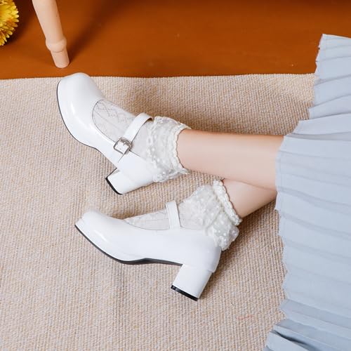 Mary Jane Heels Round Closed Toe High Block Chunky Heels Mary Jane Pumps Comfortable Vintage Heels Dress Shoes2