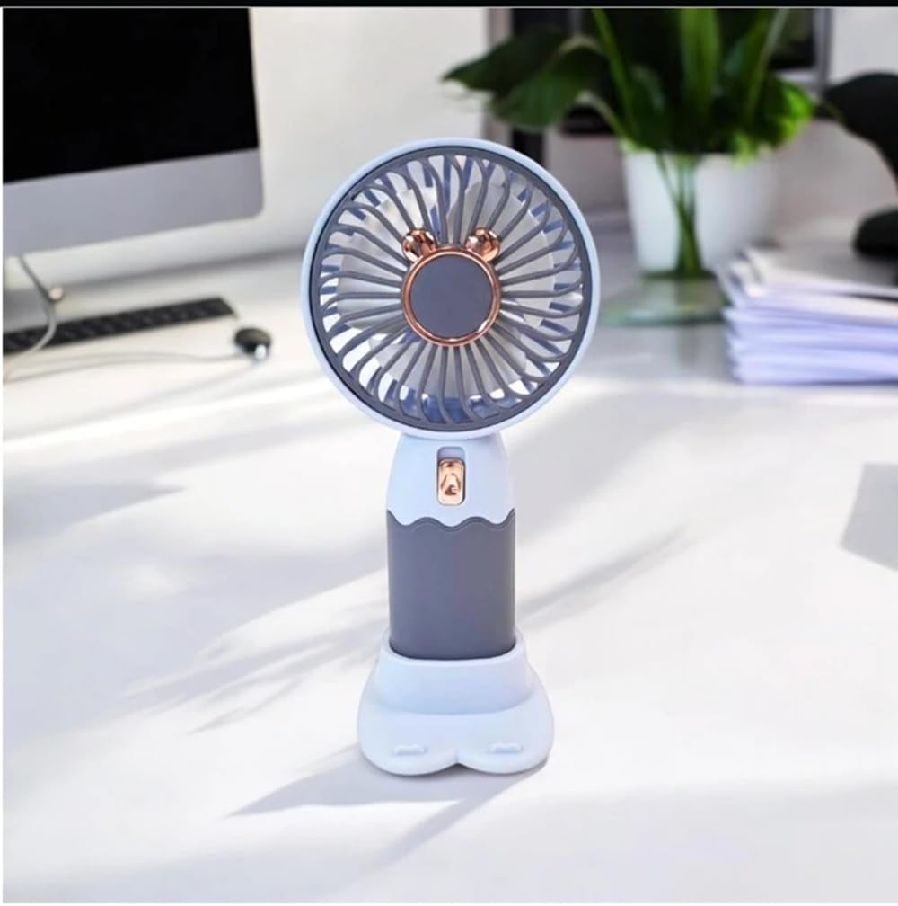 MIRADH Mini Handheld Rechargeable Battery Operated Fan, Sky Blue