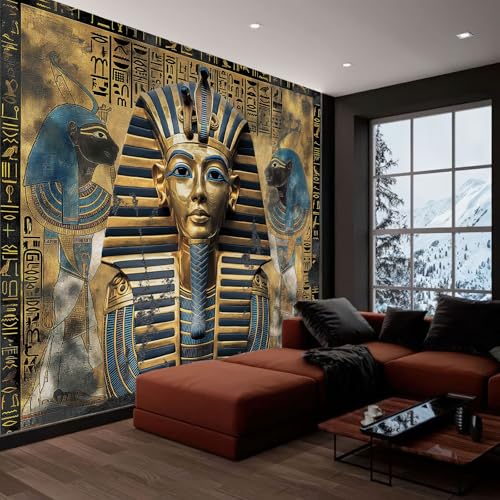 Fotomurales 300x210 cm Papel Pintado Tejido no Tejido Faraones Del Antiguo Egipto Mitos Oro, Moderna Murales Fotográfico Decoración de Pared Sala Cuarto Oficina Salón
