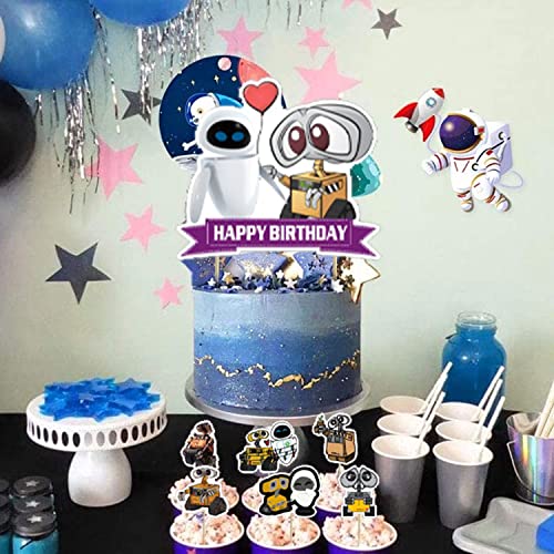 Mnhjkiuo 016001 Walle Birthday Party Decorations, Science Fiction Movie Party Supplies With Happy Birthday Banner, Cupcake Cake Toppers, Balloons thumb #4
