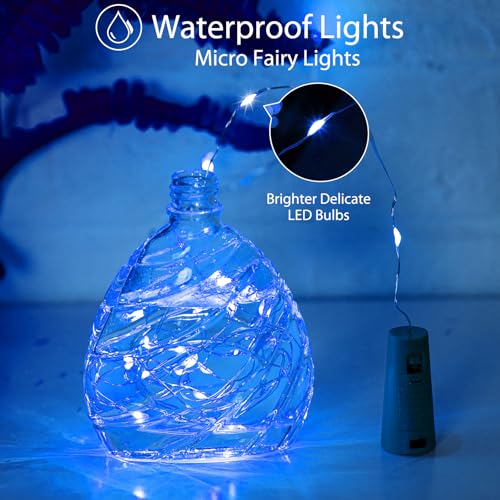 Image of Brightown 10 Pack Wine Bottle Lights with Cork, Blue