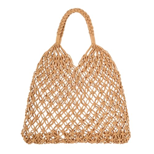 Bolsas Boho de crochê, bolsa de praia de palha de verão, bolsa de ombro de palha de tecido, bolsas de praia de malha de crochê para mulheres viagens de férias