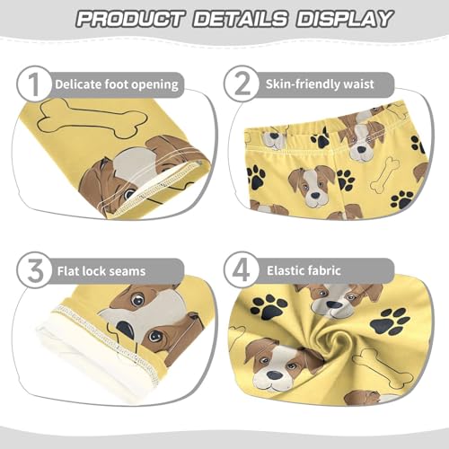 Yellow Dog Bones Footprint Girls Leggings Ultra Soft Compression Yoga Gym Pants for Kids 4-10T3