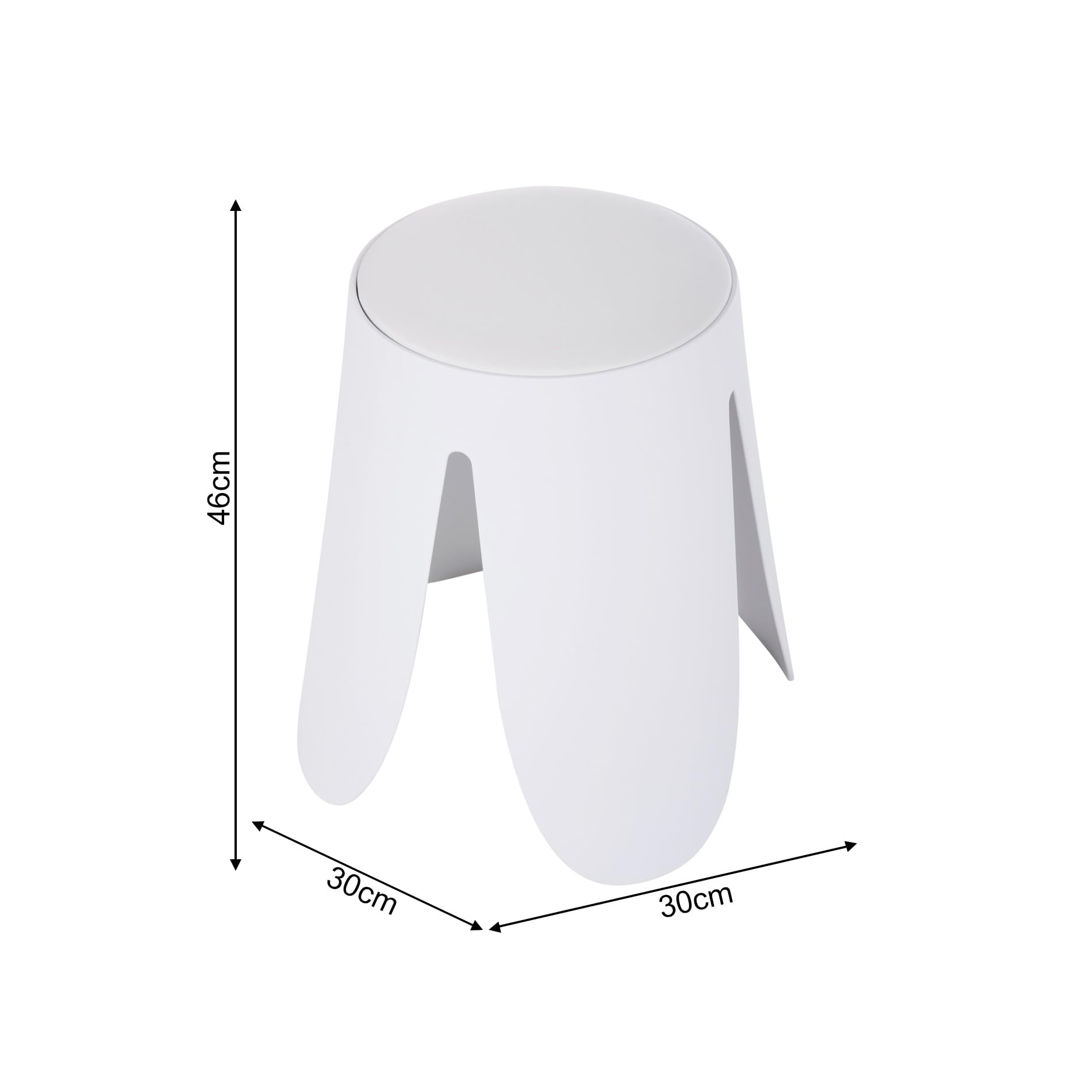 Rebecca Mobili Juego de 2 taburetes modernos, taburete reposapiés bajo, blanco, polipropileno sintético, sin respaldo, para salón dormitorio – Medidas (alt. x anch. x prof.): 46 x 30 x 30 cm – Art