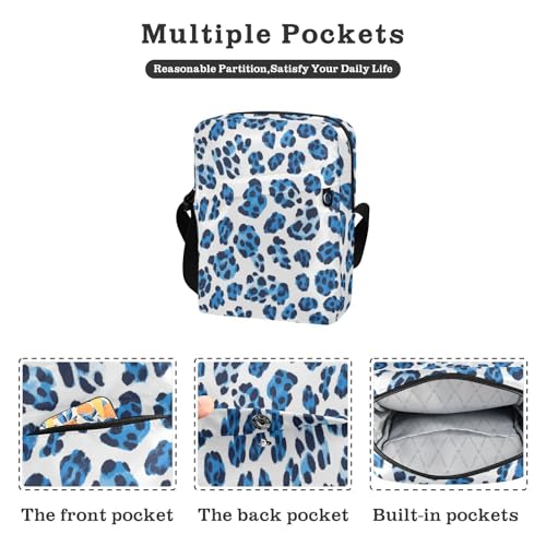 KLL Blue Black Leopard Print messenger bags for women Vegan Leather men's shoulder bag Casual Shoulder Hand Bags2