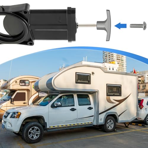 Image of 2 Pack RV Waste Valve Handle Replacement set for Waste Valve Extension Rod, Camper Sewer Tank Dump Release Valve RV Parts Tank Hose Handle with 4 Nuts 2 Screws 2 Gasket