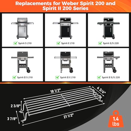 Image of QuliMetal Stainless Steel Warming Rack for Weber Spirit 200 & Spirit II 200 Series Gas Grills with Front Control Knobs, Fits Spirit E /S210 E /S220, Compatible with Weber 69866 67026