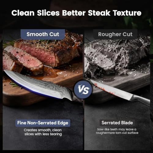 Image of SYOKAMI 2026 Upgrade Steak Knives Set of 6 with Acacia Wood Foldable Block