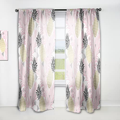 Designq Curtains 'Golden Pineapple Pink Leaves' Curtains For Bedroom, Curtains For Living Room, Curtains & Drapes - Thermal Insulated - Single Panel-52X120 #TOP15