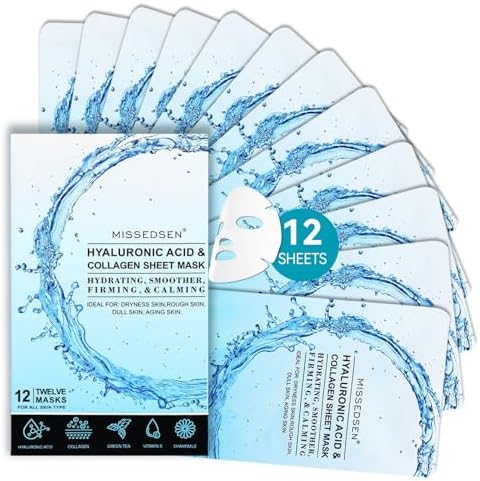 MISSEDSEN Collagen Face Mask 12PCS Face Masks Skincare,Face Masks Bulk