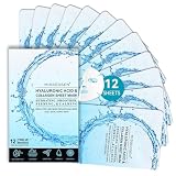 MISSEDSEN Collagen Face Mask with Hyaluronic Acid, Vitamin E Oil for Skin Care Hydrating, Moisturizing, Brightening & Anti Aging Face Masks Skincare for Oil, Dry, Acne, Sensitive All Skin Types 12PCS