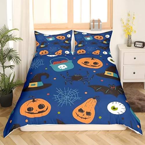 布団カバー セミダブル 170X210 cm カボチャ 掛け布団カバー ハロウィン 被套 3点セット枕套43X63 cm 寝具セット 柔らかい 通気性 肌に優しい 洗い替え速乾タイプ オールシーズン 寝心地いい