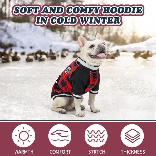 Image of BEAUTYZOO Dog Sweaters for Small Medium Large Dogs, Dog Hoodie Warm Fleece Dogs Winter Clothes Cute Stylish Boy & Girl Dog Sweatshirts, Red Sport Coats Baseball Uniform Jackets for Puppy, SM