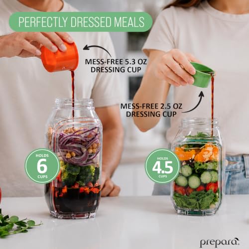 Image of Prepara Salad Pod & Harvest Pod Set | BPA-Free, Ideal for Salads & Grains, Holds 4.5 & 6 Cups, Includes 2.5 oz & 5.3 oz Dressing Capsule, Mess-Free & Leakproof