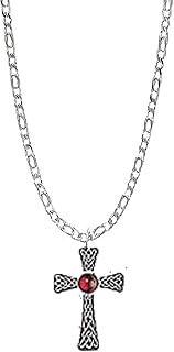 Celtycki klejnot krzyż czerwony CGCPP angielski cyna na srebrnym platerowanym platyną naszyjnik 45 cm