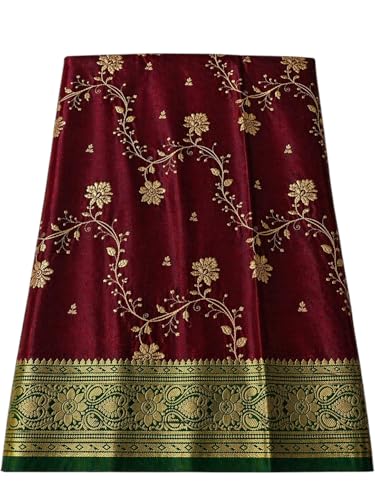 Image of Women's Glory Banarasi Satin Silk Saree with Rich Golden Zari Floral Embroidery | Kanjivaram Style | Traditional Wedding & Festive sadi with Contrast Border | Designer Party Sari Collection
