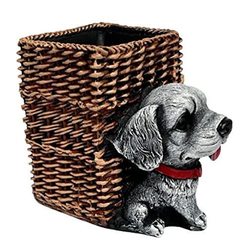 Image of AUGEN Pen Stand Decorative Hand Painted Puppy, Dog Design Stationery Holder | Gift Item | Table Top Decor (1032)