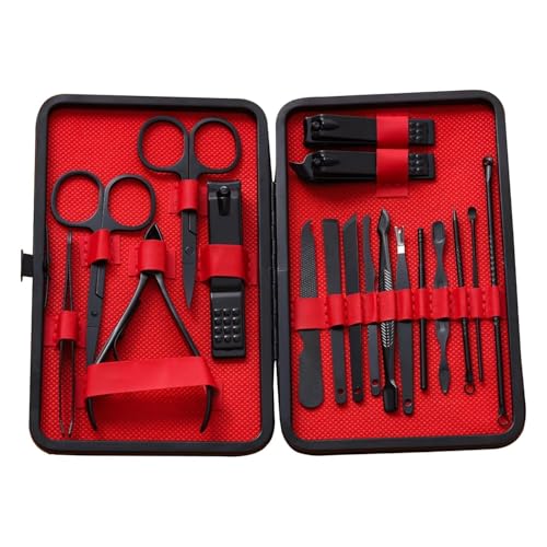 Image of Professional Manicure & Pedicure Kit, Stainless Steel Grooming Set with Nail Clippers, Cuticle Trimmer, Scissors & Tweezers (24 IN 1 MANICURE SET)