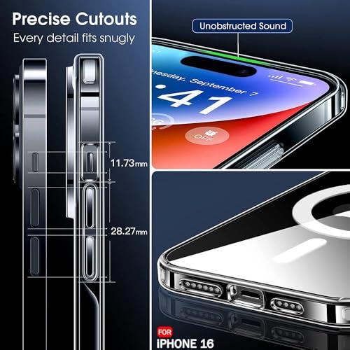 Image of DARKFIT Back Cover Case Compatible with iPhone 16 | Mag-Safe Magnetic Cover | TPU + PC Ultra Hybrid | Camera Bump Protection | Wireless Charging | Color Transparent | Pack of 1