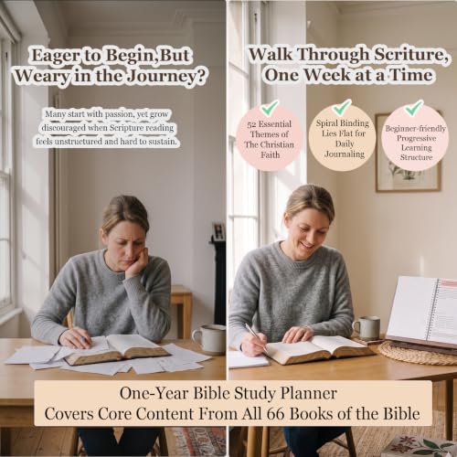 Image of 52-Week Bible in a Year Spiral Bible Study Guide Notebook Journal Planner