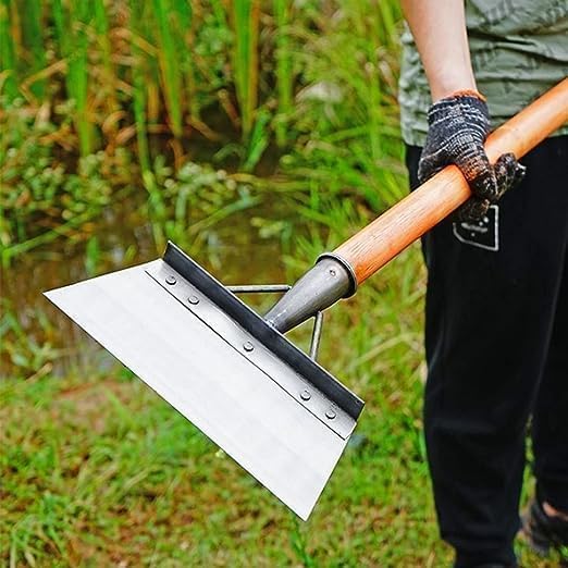 KRUFE® Heavy Duty Steel Cleaning Shovel with Long Handle | Multipurpose Garden Hoe & Scraper for Weeding Grass Removal Landscaping Mud Snow Outdoor Cleaning | Durable Metal Waste Remover Tool - Image 4 thumbnail