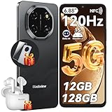 Blackview Shark 6 Unlocked Android Phones 5G (2025), Android 15 Cell Phone Unlocked, 6.88" 120Hz Display, 12GB+128GB/2TB, 16MP+8MP AI Camera, 5000mAh/18W,Fingerprint/Face ID,Dual SIM/GPS/OTG/NFC,Black