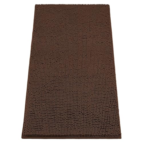 Image of Absorbent Dog Door Mat for Muddy Paws, 48 inch x 36 inch Chenille Indoor Mats for Entryway, Trap Dirt Front Door Mat Indoor Entrance Washable Non Slip Soft Brown