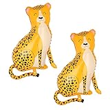 Giant Leopard Foil Balloons Jungle Safari Animal Birthday Party Decorations Mylar Balloon For Boy Kids Wild One Theme Birthday Party Decor Baby Shower Zoo Jaguar