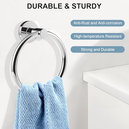 Image of SetSail Towel Holder for Bathroom Wall Stainless Steel Hand Towel Ring Heavy Duty Towel Hanger for Bathroom, Mirror Silver