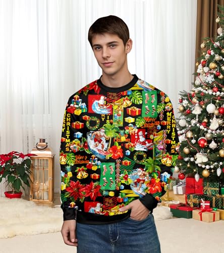 RAISEVERN Ugly Christmas Sweatshirt for Women Men Funny Novelty Xmas Tops2