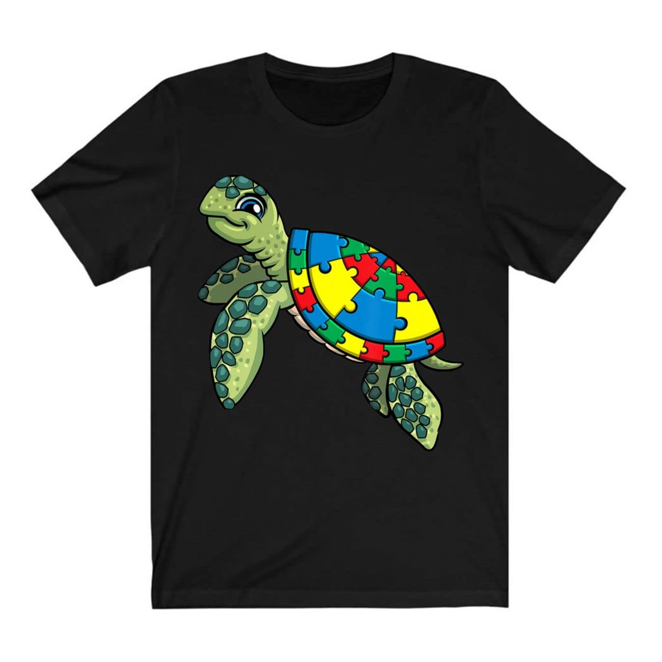 GenericAutism Tee T Shirts Turtle Puzzle Pieces For Autism Awareness Kids Women Teacher Tee T Shirts -Size 2XL