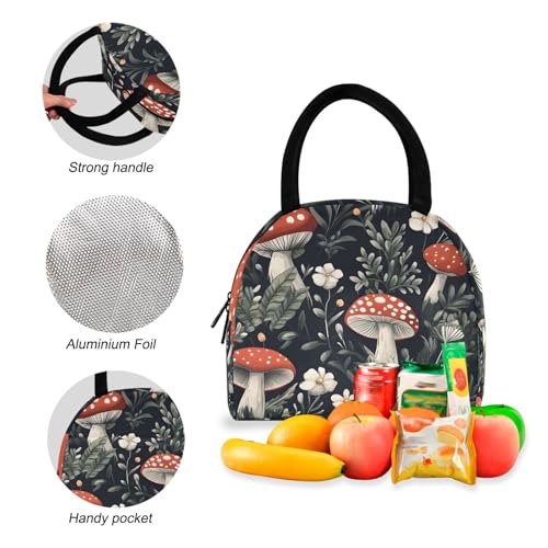 Backpack Lunch Box, Vintage Mushroom Insulated Waterproof Lunch Bag, Backpacks and Lunch Bag Set for Boys4