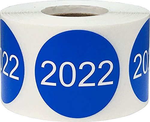 Blau 2022 Jahr Aufkleber 1 1/2 Zoll-Kreis-Punkt-500 Etiketten gesamt Cover