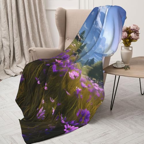 Couverture chaude et légère fleurs violettes plaid durable - 5