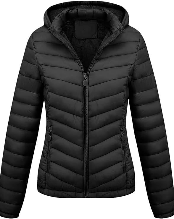 Geschallino Chaqueta ligera acolchada para mujer en tallas grandes, abrigo acolchado para mujer, modelo burbuja para otoño e invierno B-22205ALP-PLUS Negro 4X