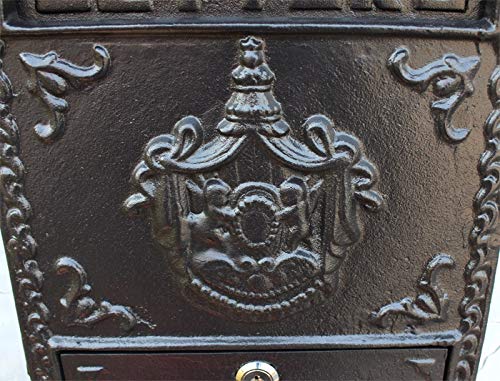 Cast Aluminum Mailbox Postbox Embossed Trim Decorative Metal Wall Mail Post Letters Box for Yard Patio Lawn Garden Outdoor Home - Image 5