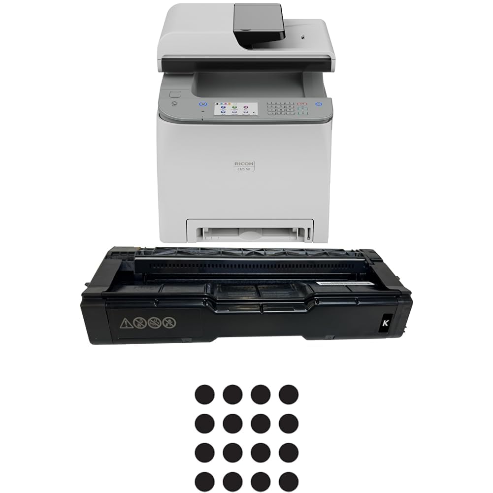 RICOH C125 MF Compact Color Duplex Laser All-in-One Multi-Function Printer 26PPM Secure Wireless Genuine Black Toner Cartridge Bundle