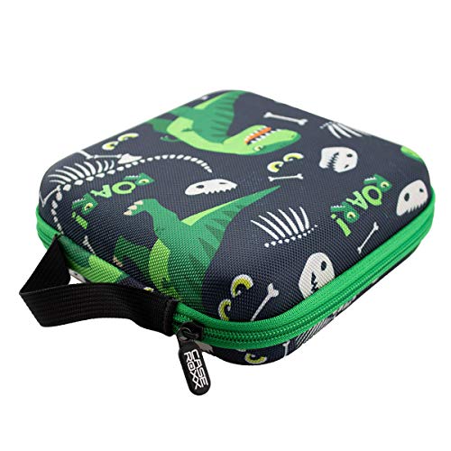 caseroxx Transporttasche für Tonie Figuren in Dinosauriermuster- schwarz, Transport Aufbewahrung Etui Hülle Schutz