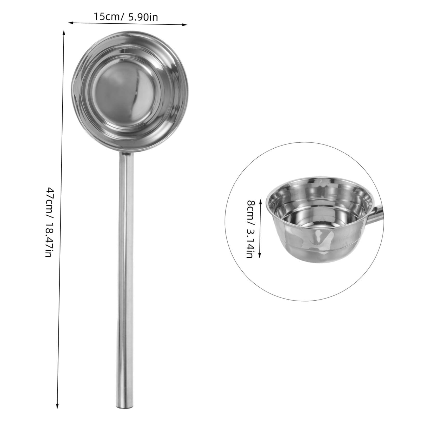 OKUMEYR Long Handle Water Ladle Stainless Steel Soup Ladle Ladles for Household Serve Spout Thicken Large Home