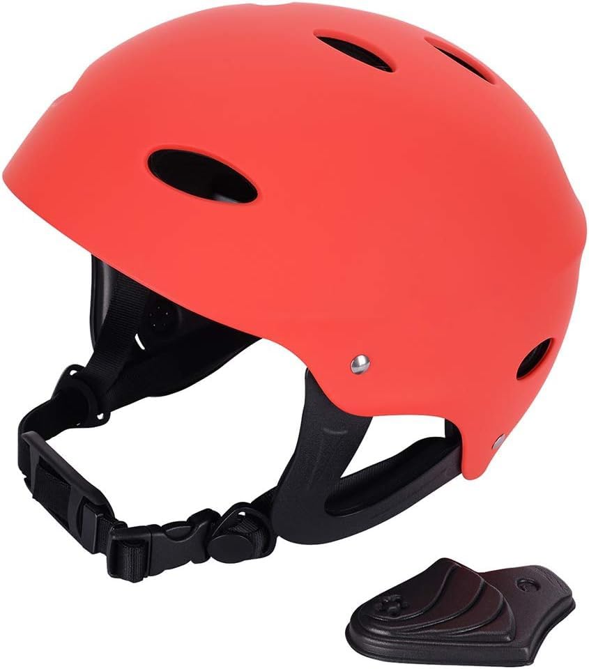 THE WHITE SHOP Adult Kayaking Wakeboarding Waterskiing Whitewater Helmet (Color : RED)