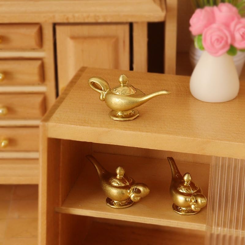 Gold 1/12 Miniature Aladdin Genie Lamp Decoration, Genie Lamp, Dollhouse Accessories, Miniature Scene Model - Image 2