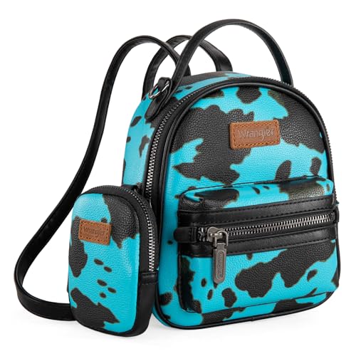 Image of Montana West Wrangler Mini Backpack Cute Cow Print Backpack Purse for Girls and Women, Turquoise WG133-8600TQ