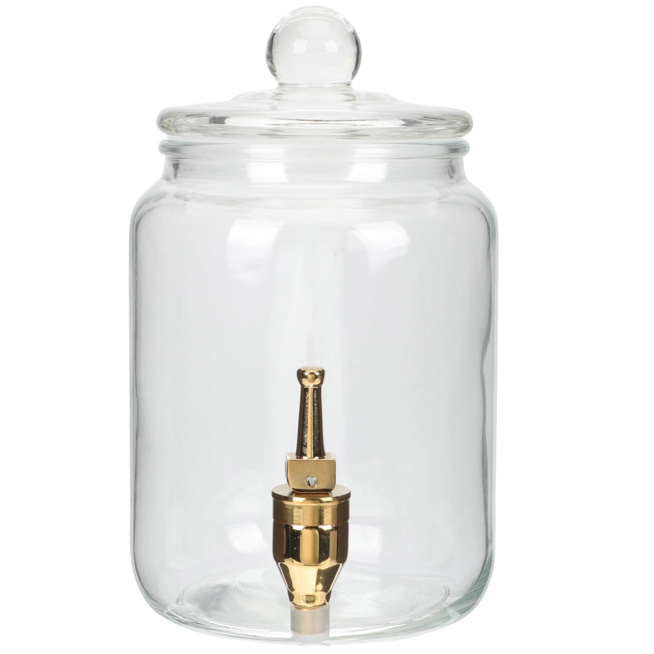 Bocal de Conservation des Boissons avec Robinet en Cuivre en Verre 3 Litres Pot à Vin Transparent à Large Ouverture, Utilisation pour Fabrication de Vin et Bar