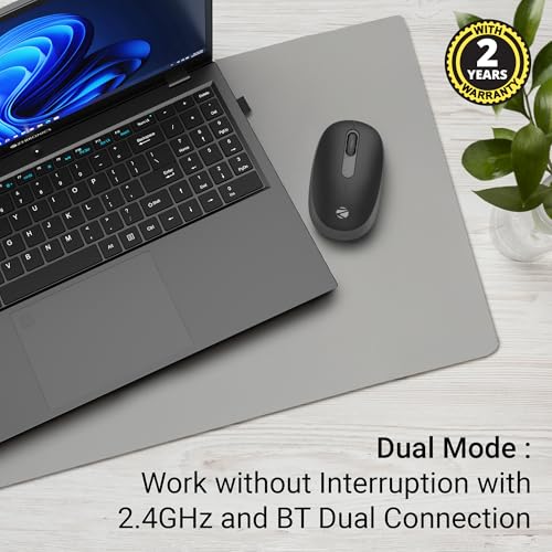 ZEBRONICS Groot Wireless Mouse, Dual Mode (2.4GHz + BT), Upto 1600 DPI, Silent Operation, 3 Buttons, Comfortable & Ergonomic, for Mac | Laptop |... - Image 2