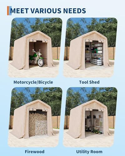 Image of 6X8 ft Heavy-Duty Portable Outdoor Storage Shed