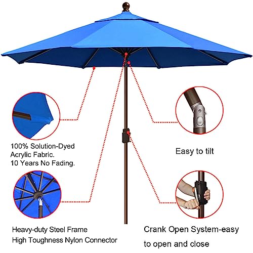 EliteShade USA 10-Year-Non-Fading 9Ft Market Umbrella Patio Umbrella Outdoor Table Umbrella with Ventilation,Royal Blue