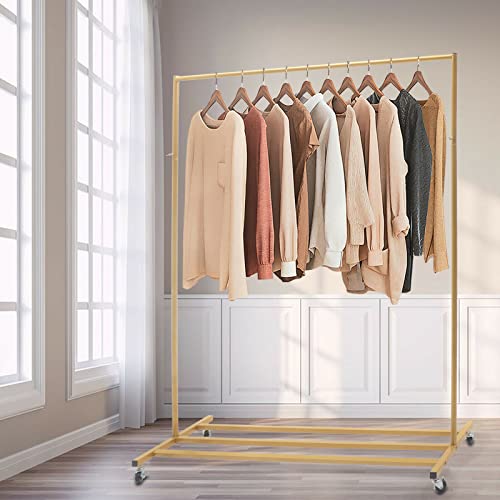 Genérico Perchero de pie Tendedero para Ropa Perchero de Metal Resistente con Ruedas Perchero Dorado Vintage Perchero para Dormitorio Lavadero