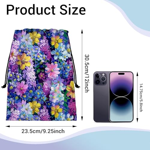 Image of Colorful Wildflowers Painting Grip Bag for Gymnast Purple Small Gymnasts Gymnastics Grip Bag