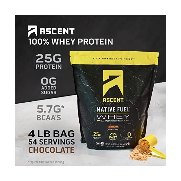 Ascent Native Fuel Whey Protein Powder - Chocolate - 4 lbs – Bild 3